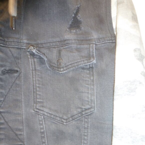 Hollister Men's Black Camo Hooded Denim Jacket - XL - Picture 3 of 12